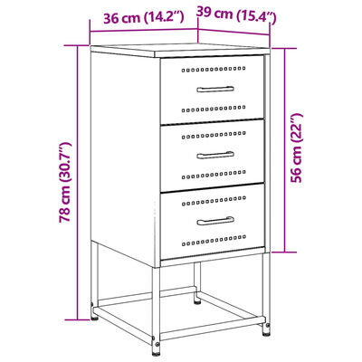 vidaXL Нощни шкафчета 2 бр черен 36x39x78 см стомана