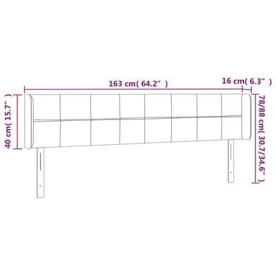 vidaXL LED горна табла за легло, кремава, 163x16x78/88 см, плат