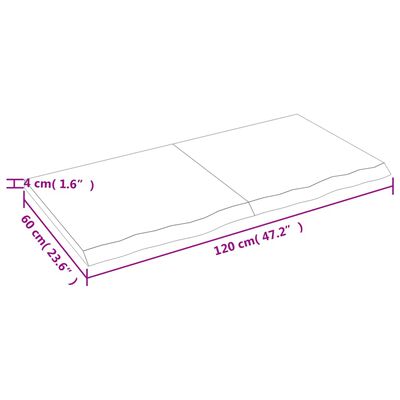 vidaXL Плот за маса тъмнокафяв 120x60x(2-4) см обработен масивен дъб