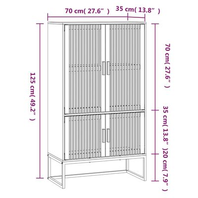 vidaXL Висок шкаф, черен, 70x35x125 см, инженерно дърво