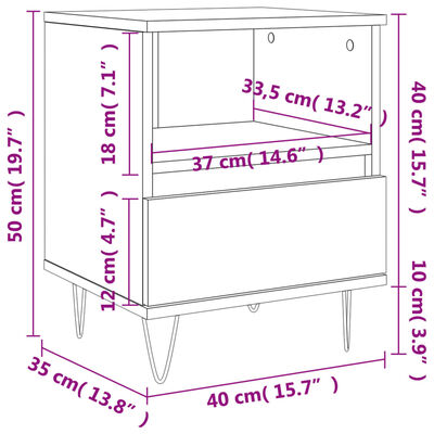 vidaXL Нощни шкафчета, 2 бр, сонома дъб, 40x35x50 см, инженерно дърво