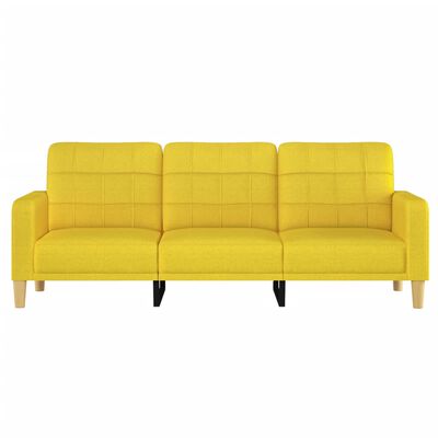 vidaXL 3-местен диван, светложълт, 180 см, плат