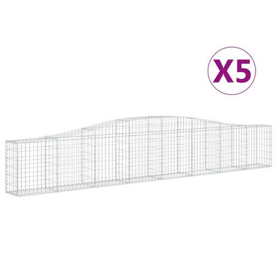 vidaXL Габионни кошници арка 5 бр 400x30x60/80 см поцинковано желязо