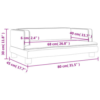 vidaXL Детски диван, сив, 80x45x30 см, изкуствена кожа