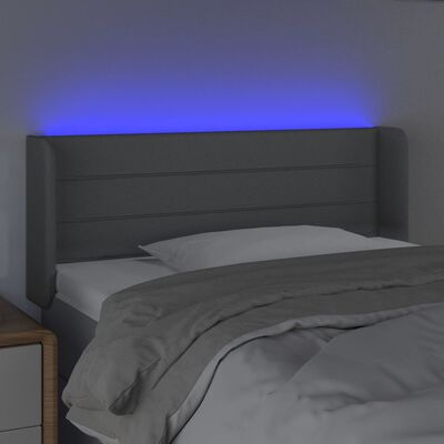 vidaXL LED горна табла за легло, светлосива,83x16x78/88 см, плат