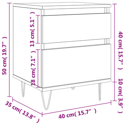 vidaXL Нощни шкафчета, 2 бр, опушен дъб, 40x35x50 см, инженерно дърво