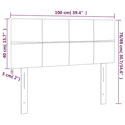 vidaXL LED горна табла за легло, светлосива, 100x5x78/88 см кадифе