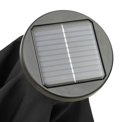 vidaXL Градински чадър с LED осветление, черен, 200x211 см, алуминий