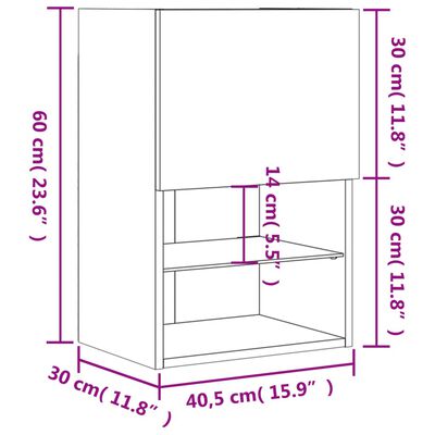 vidaXL ТВ шкаф с LED осветление, бял, 40,5x30x60 см