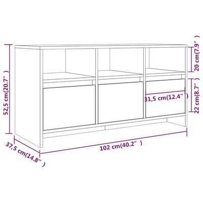 vidaXL ТВ шкаф, опушен дъб, 102x37,5x52,5 см, инженерно дърво