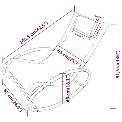 vidaXL Шезлонг с възглавница, стомана и textilene, кремав
