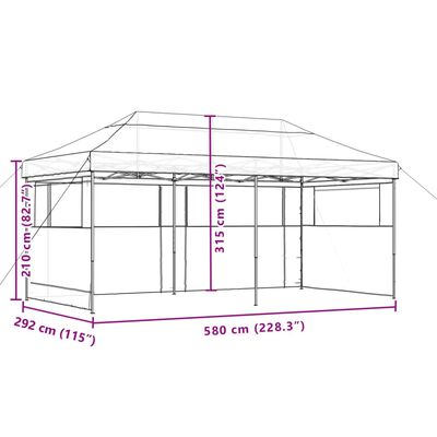 vidaXL Сгъваема парти шатра pop-up с 3 странични стени таупе