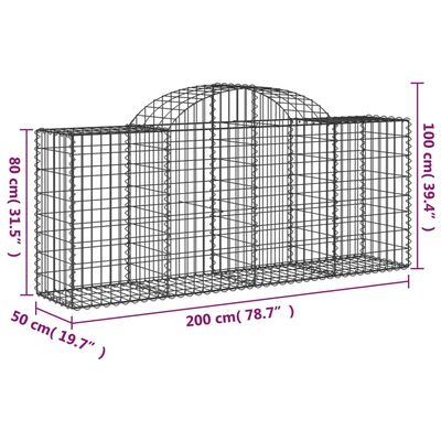 vidaXL Габионни кошници арка 10 бр 200x50x80/100 см поцинковано желязо