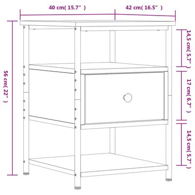 vidaXL Нощни шкафчета 2 бр дъб сонома 40x42x56 см инженерно дърво