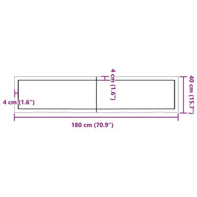 vidaXL Стенен рафт тъмнокафяв 180x40x(2-6) см обработен масивен дъб