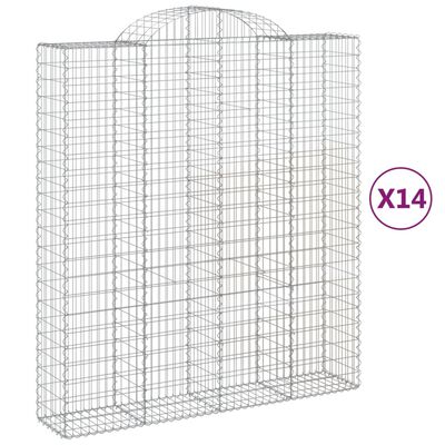 vidaXL Габионни кошници арка 14 бр 200x50x220/240см поцинковано желязо