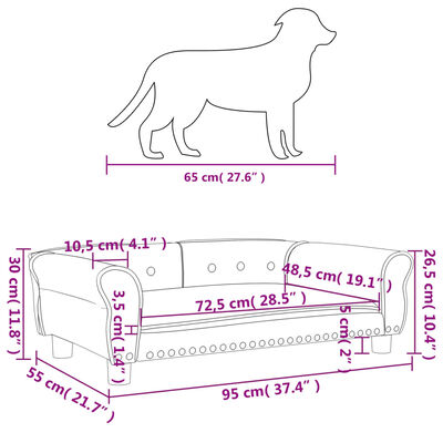 vidaXL Кучешко легло, сиво, 95x55x30 см, изкуствена кожа