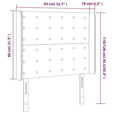 vidaXL LED горна табла за легло, черна, 83x16x118/128 см, плат