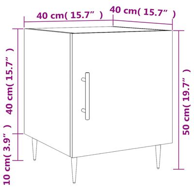 vidaXL Нощно шкафче, Кафяв дъб, 40x40x50 см, инженерно дърво