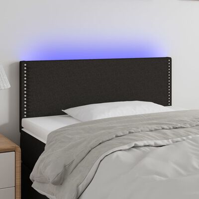vidaXL LED горна табла за легло, черна, 100x5x78/88 см, плат