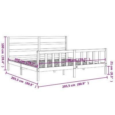 vidaXL Рамка за легло с табла, меденокафява, масивно дърво, 200x200 см