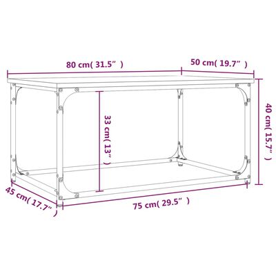 vidaXL Маса за кафе, кафяв дъб, 80x50x40 см, инженерно дърво и желязо