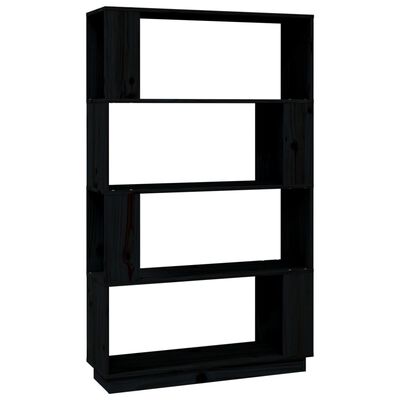 vidaXL Библиотека/разделител за стая, черна, 80x25x132 см, бор масив