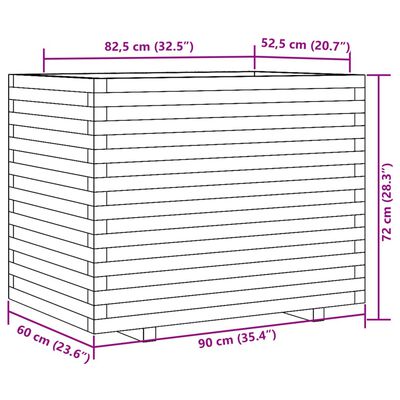 vidaXL Градински сандък, 90x60x72 см, импрегнирано борово дърво