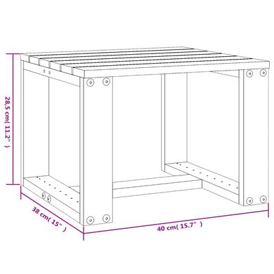 vidaXL Градинска помощна масичка сива 40x38x28,5 см борово дърво масив