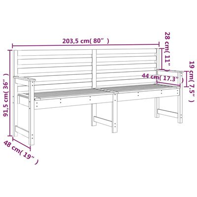 vidaXL Градинска пейка сива 203,5x48x91,5 см борово дърво масив