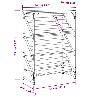 vidaXL Етажерка за обувки, опушен дъб, 60x30x85 см, инженерно дърво