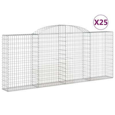 vidaXL Габионни кошници арка 25 бр 300x30x120/140см поцинковано желязо