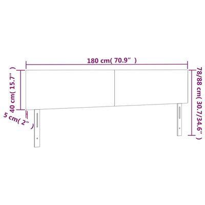 vidaXL LED горна табла за легло, светлосива, 180x5x78/88 см кадифе