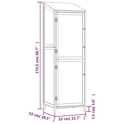 vidaXL Градинска барака, 55x52x174,5 см, чамово дърво масив