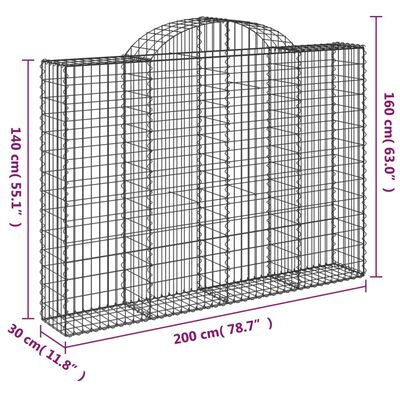 vidaXL Габионни кошници арка 15 бр 200x30x140/160см поцинковано желязо