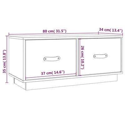 vidaXL ТВ шкаф, сив, 80x34x35 см, бор масив