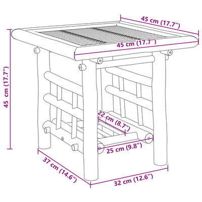 vidaXL Странична маса 45x45x45 см бамбук