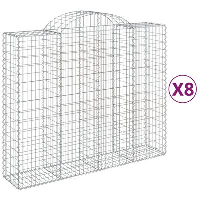 vidaXL Габионни кошници арка 8 бр 200x50x160/180 см поцинковано желязо