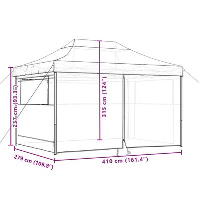 vidaXL Сгъваема парти шатра pop-up с 4 странични стени бежова