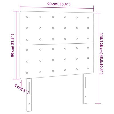 vidaXL LED горна табла за легло, светлосива, 90x5x118/128 см, плат