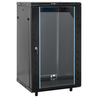 vidaXL 18U сървърен шкаф, 19", IP20, черен, 60x60x100 см