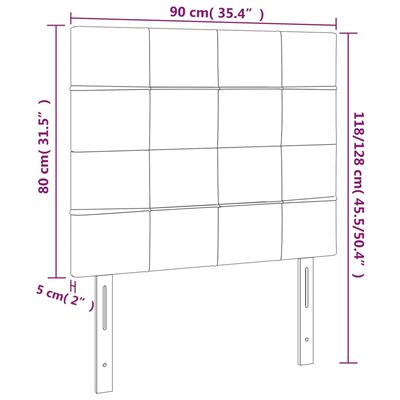 vidaXL LED горна табла за легло, светлосива, 90x5x118/128 см, кадифе