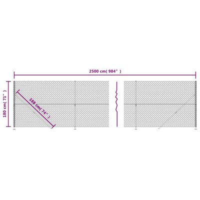 vidaXL Плетена оградна мрежа с фланец, сребриста, 1,8x25 м