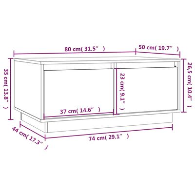 vidaXL Кафе маса, меденокафява, 80x50x35 см, борово дърво масив