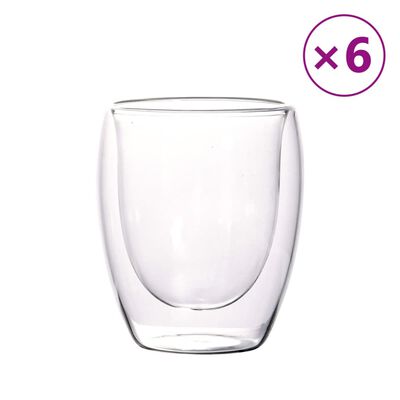 vidaXL Стъклени чаши с двойна стена 6 бр 350 мл