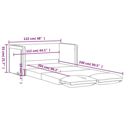 vidaXL Подов разтегателен диван 2-в-1 тъмножълт 122x204x55 см кадифе