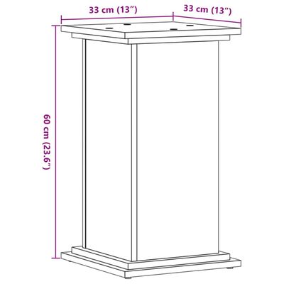 vidaXL Поставка за растения, опушен дъб, 33x33x60 см, инженерно дърво