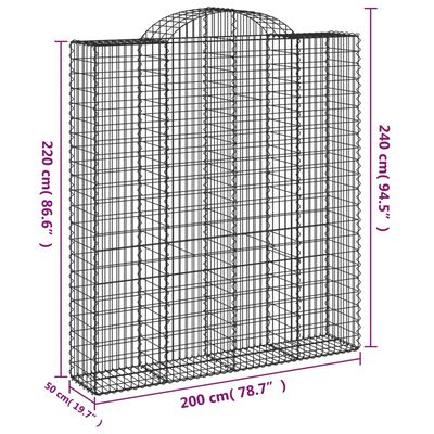 vidaXL Габионни кошници арка 2 бр 200x50x220/240 см поцинковано желязо