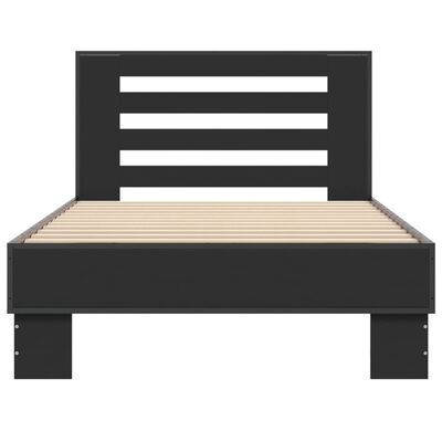 vidaXL Рамка за легло, черна, 90x200 см, инженерно дърво и метал