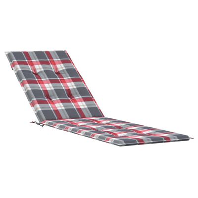 vidaXL Възглавница за стол шезлонг червено каре (75+105)x50x4 см